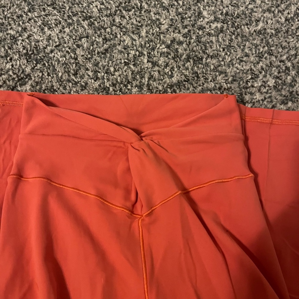 Coral high waisted scrunch flare leggings aerie